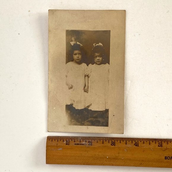 RPPC c1910 Two Young Girls Holding Hands Gel Silver AZO Divided Back Postcard - Picture 6 of 6